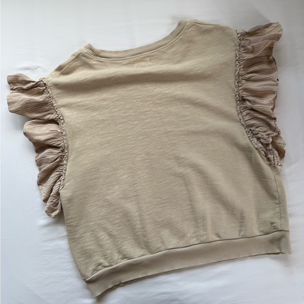 Pilcro Beige Ruffled Sleeve Tee - Picture 2 of 2